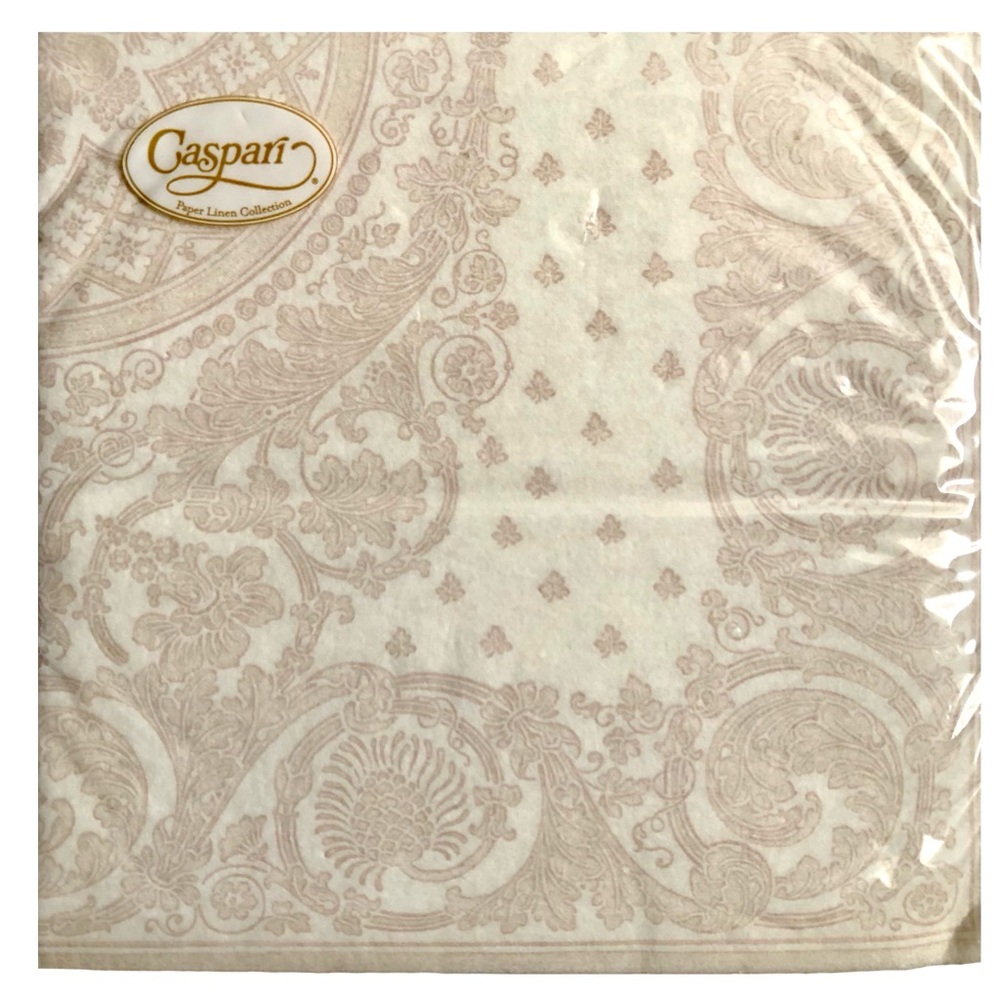 Entertaining with Caspari Jacquard Linen 3-ply Premium Luncheon Napkins, 16 ct